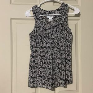 Black and White Floral XS Ann Taylor LOFT Sleeveless Shirt